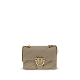 PINKO Love Mini Puff Beige Calf Leather Shoulder Bag