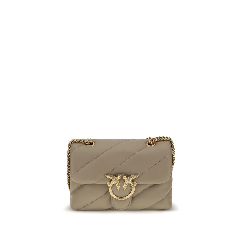 PINKO Beige Calf Leather Love Mini Puff Shoulder Bag