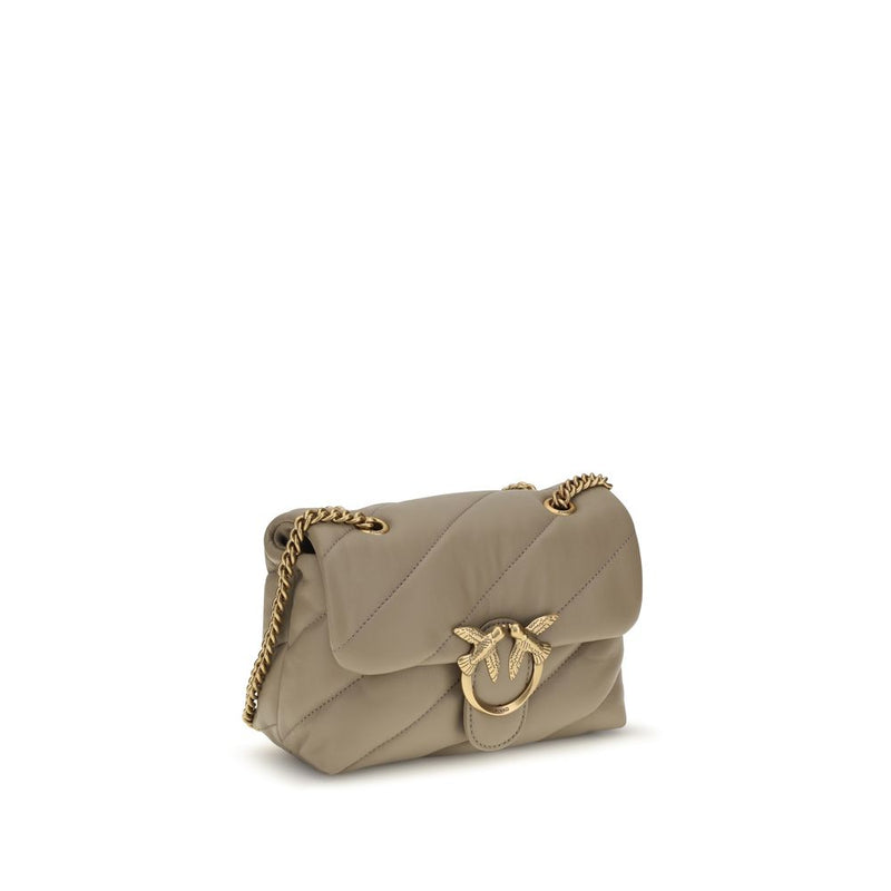PINKO Beige Calf Leather Love Mini Puff Shoulder Bag