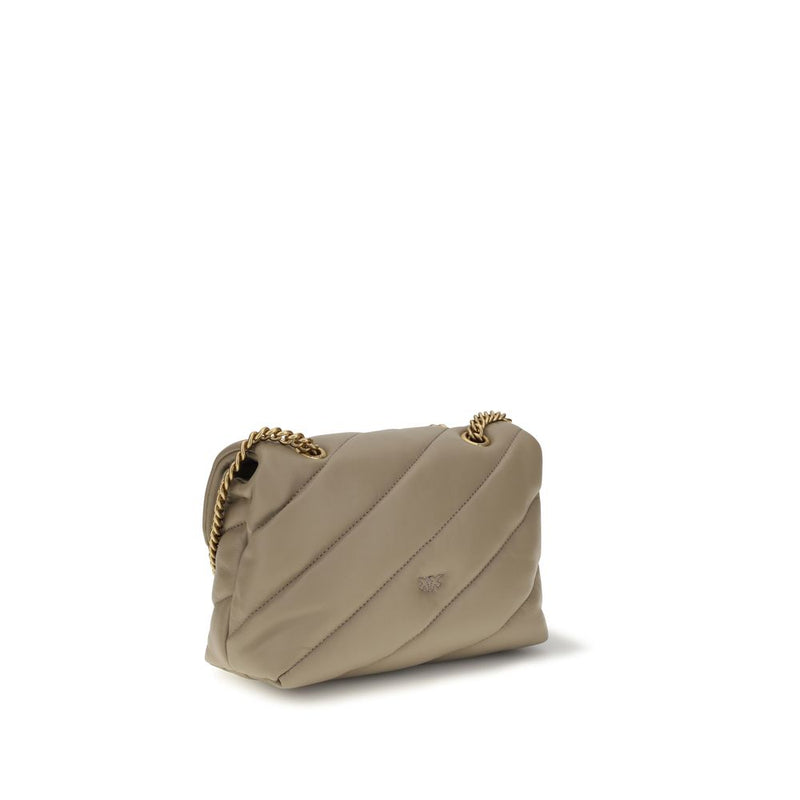 PINKO Beige Calf Leather Love Mini Puff Shoulder Bag