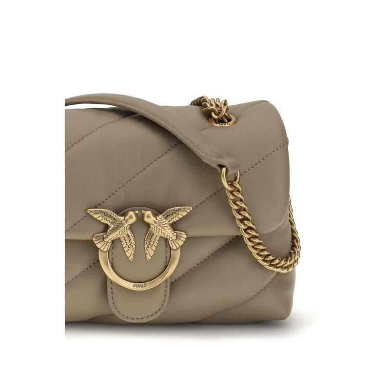 PINKO Beige Calf Leather Love Mini Puff Shoulder Bag