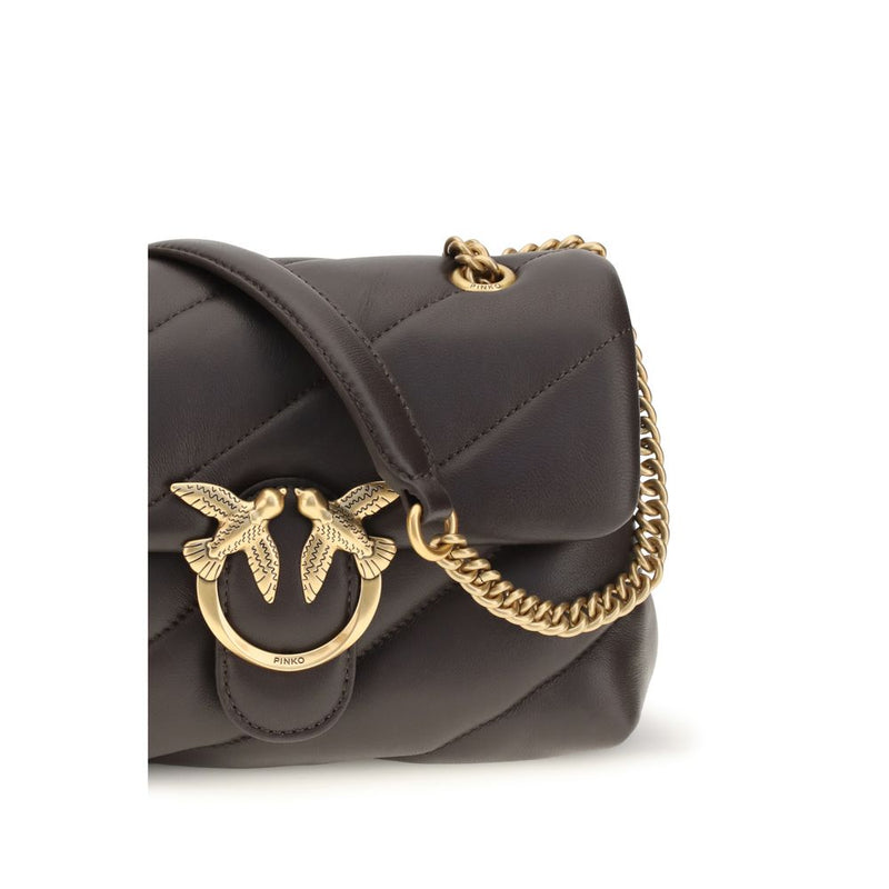 PINKO Brown Calf Leather Bos Taurus Shoulder Bag