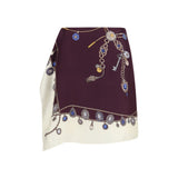 Mini-jupe en soie bordeaux Versace