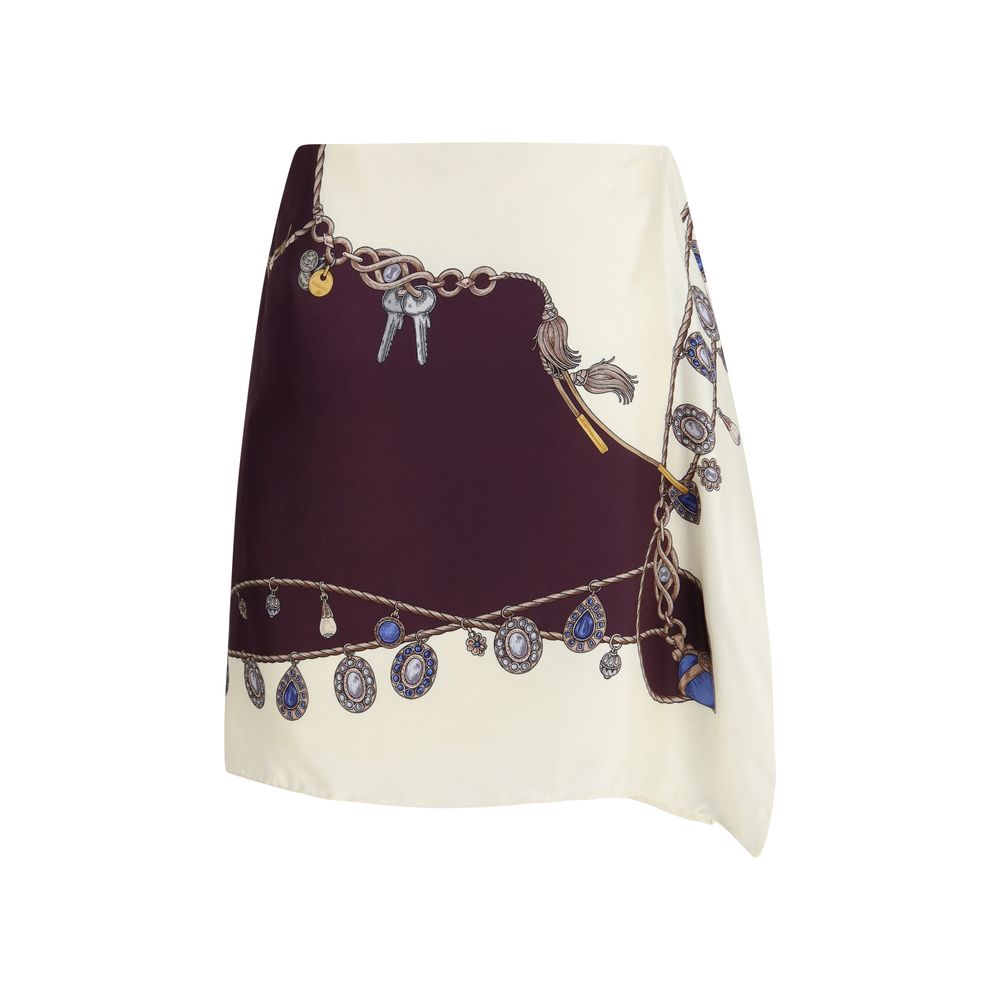 Mini-jupe en soie bordeaux Versace