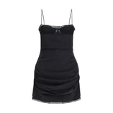 Magda Butrym Black Silk Cocktail Dress with Lace Neckline