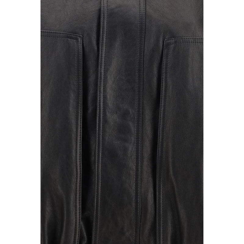 Magda Butrym Black Lambskin Leather Jacket - Oversized Fit