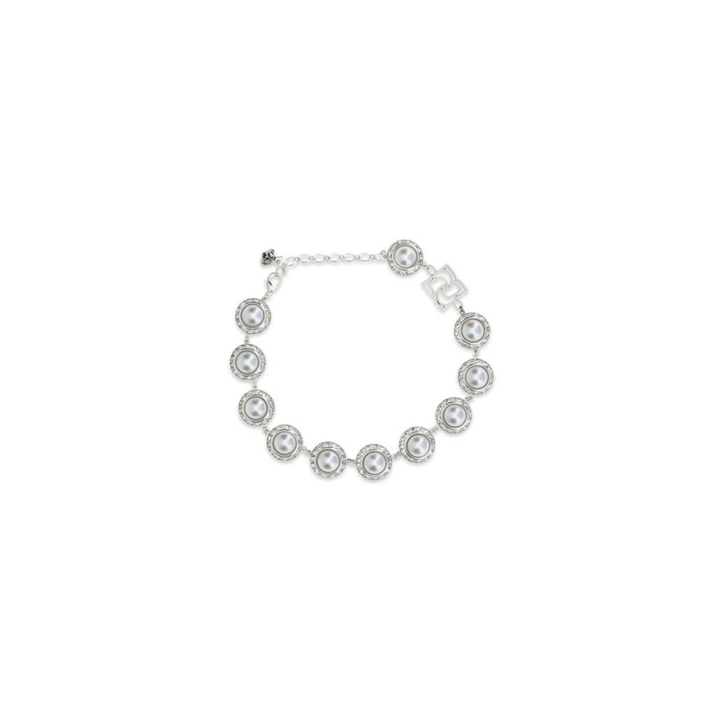 Magda Butrym Silver Metal Necklace with Pearls and Crystals