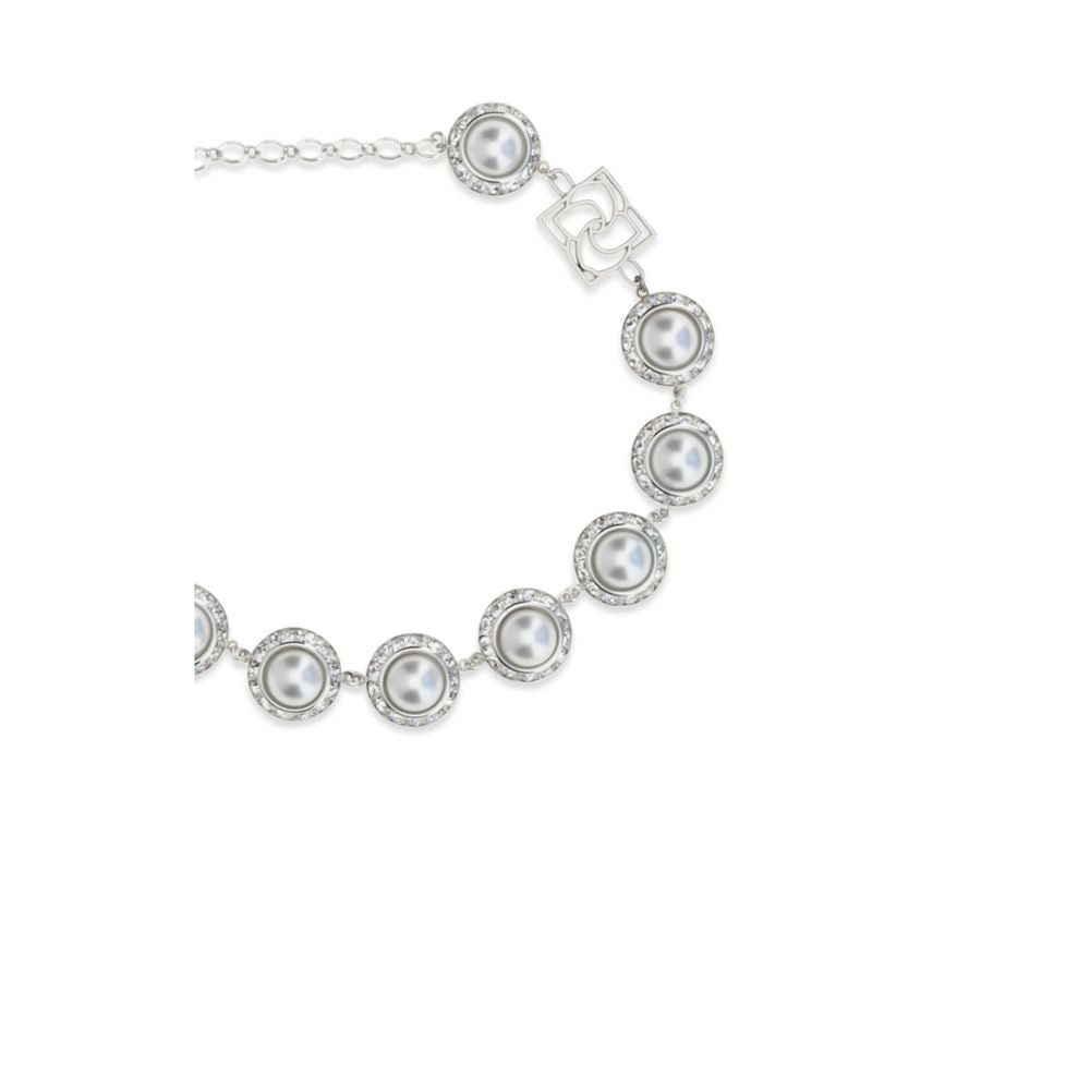 Magda Butrym Silver Metal Necklace with Pearl and Crystal Accents