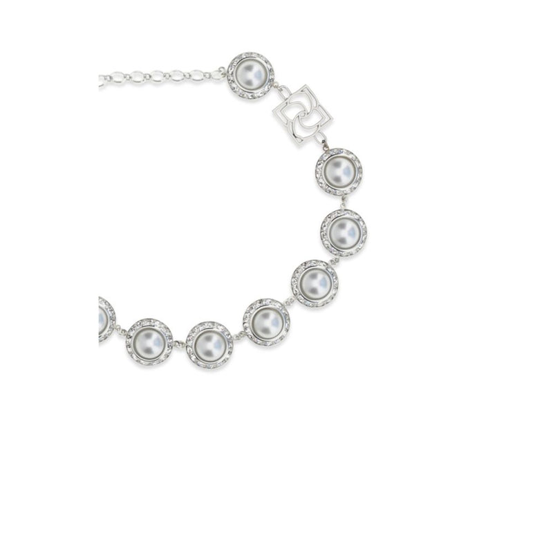 Magda Butrym Silver Metal Necklace with Pearls and Crystals