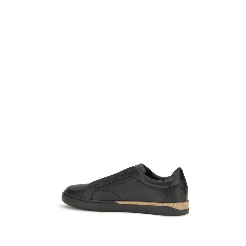 Fendi Black Calf Leather Bos Taurus Sneakers