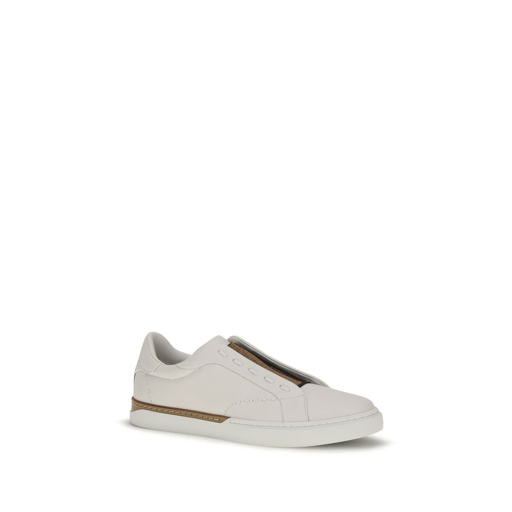 Fendi Baskets basses en cuir de veau blanc Bos Taurus