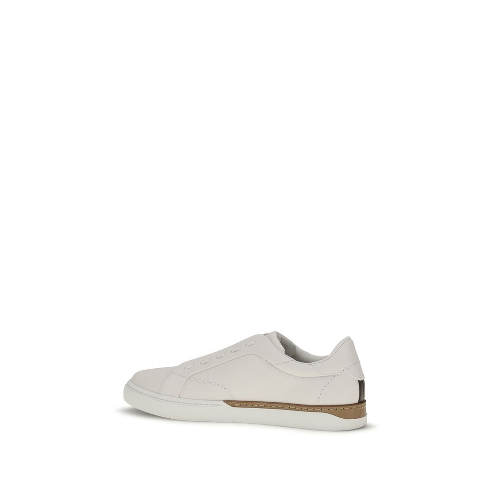 Fendi Baskets basses en cuir de veau blanc Bos Taurus