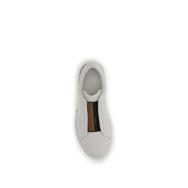 Fendi White Calf Leather Bos Taurus Low Top Sneakers