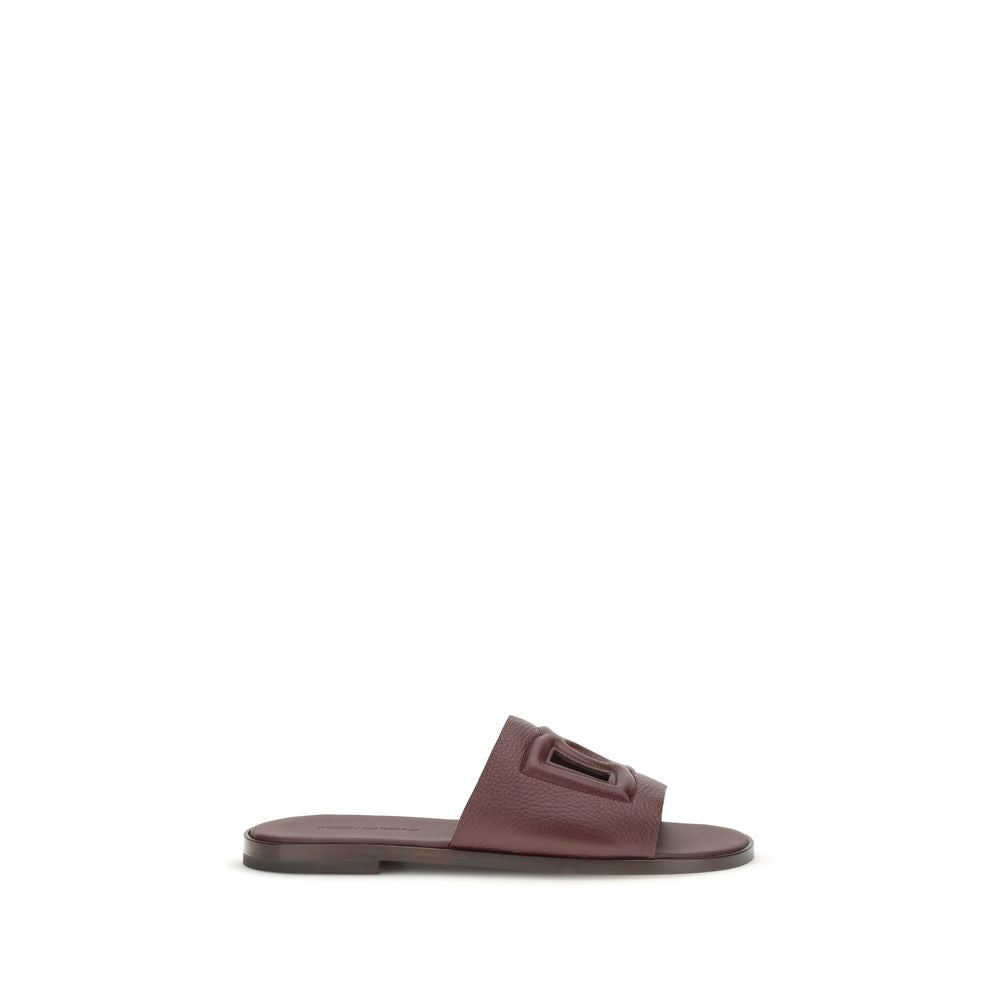 Sandales plates Dolce & Gabbana en cuir de veau marron Bos Taurus