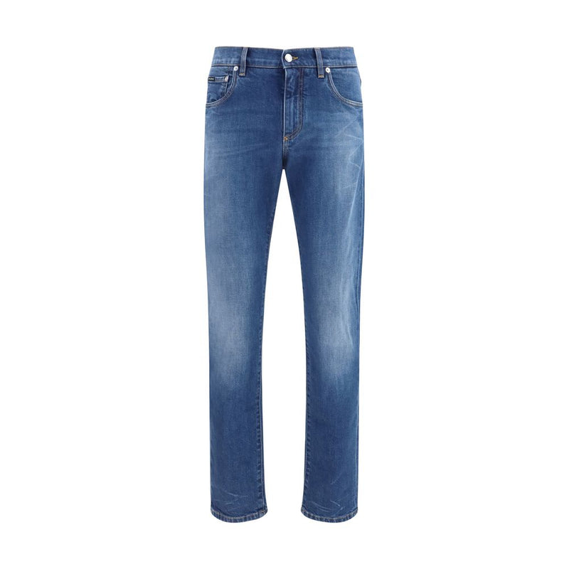 Dolce & Gabbana Blue Cotton Slim Fit Jeans for Men