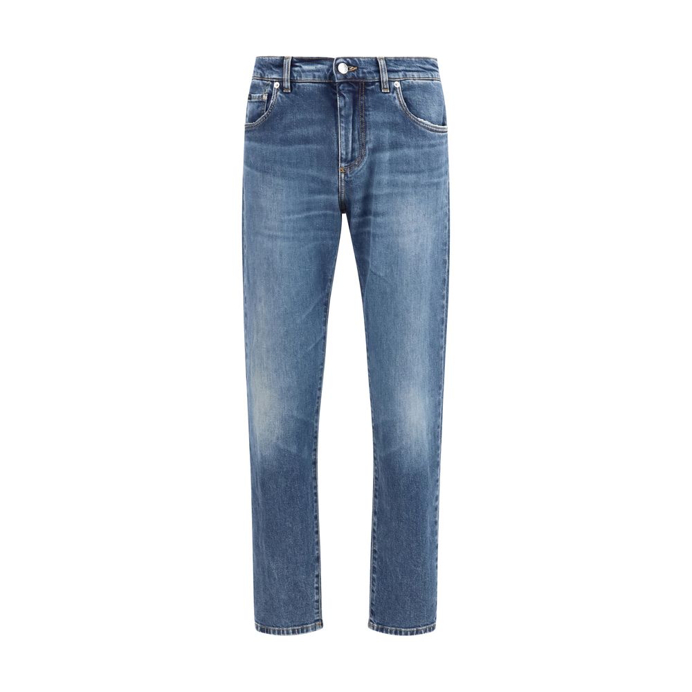 Dolce & Gabbana Blue Cotton Straight-Leg Jeans for Men