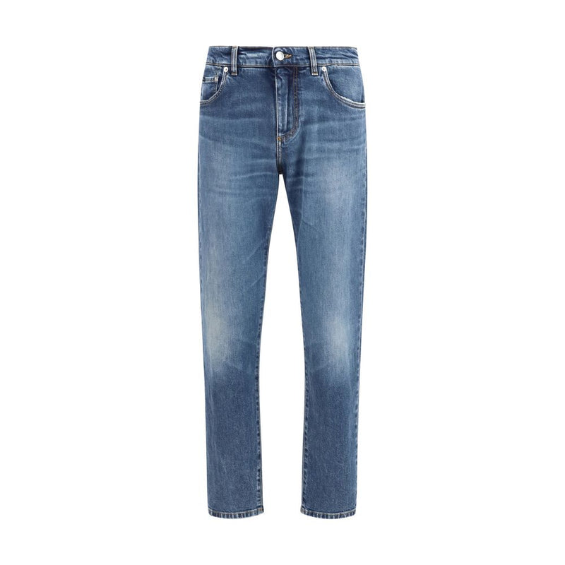 Dolce & Gabbana Blue Cotton Straight-Leg Jeans for Men