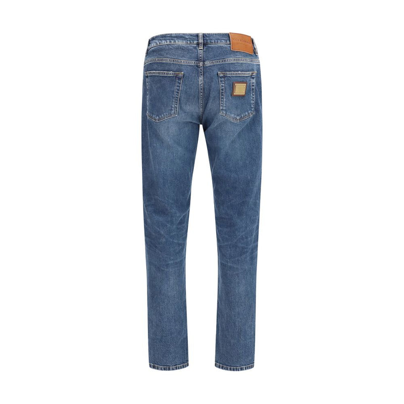 Dolce & Gabbana Blue Cotton Straight-Leg Jeans for Men