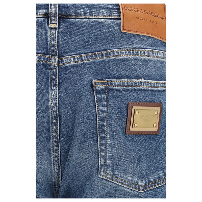 Dolce & Gabbana Blue Cotton Straight-Leg Jeans for Men
