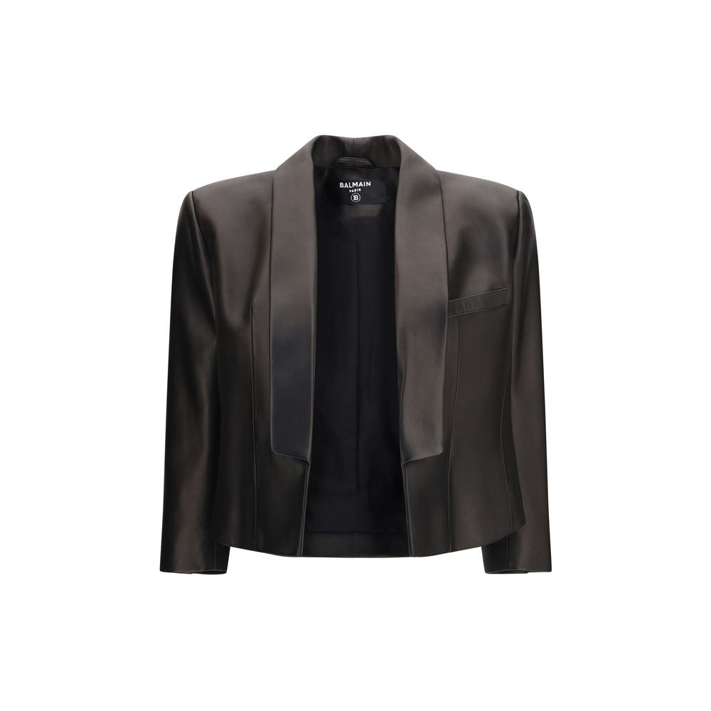 Blouson en cuir d'agneau Balmain noir (Ovis Aries Aries)