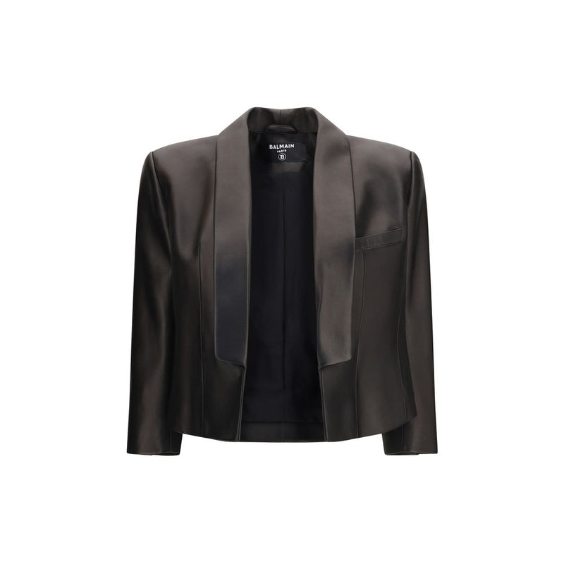 Blouson en cuir d'agneau Balmain noir (Ovis Aries Aries)