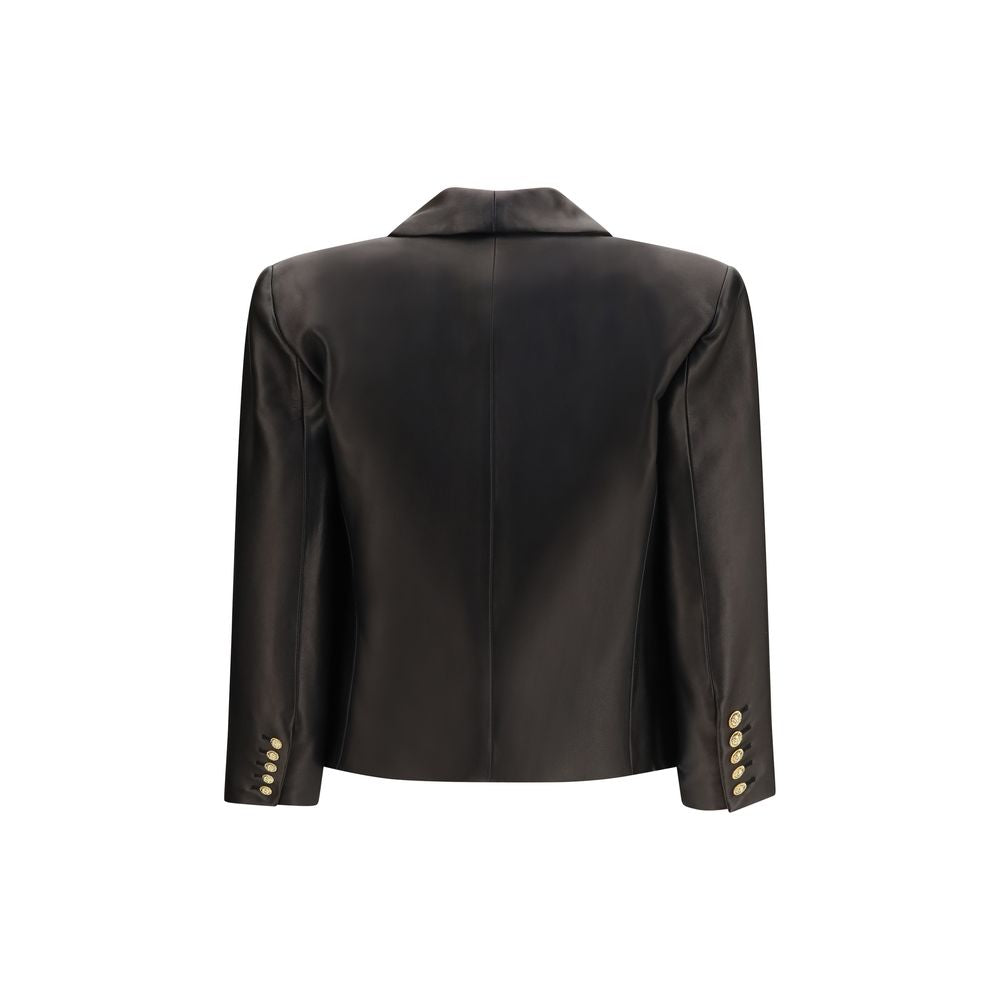 Blouson en cuir d'agneau Balmain noir (Ovis Aries Aries)