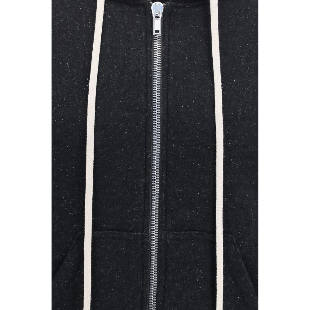 Rick Owens Jason Hooded Black Cotton Sweatshirt