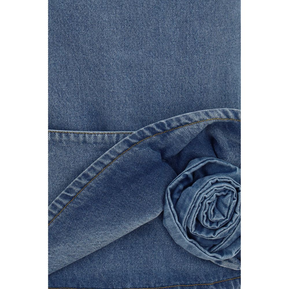 Magda Butrym Blue Cotton Halterneck Mini Dress