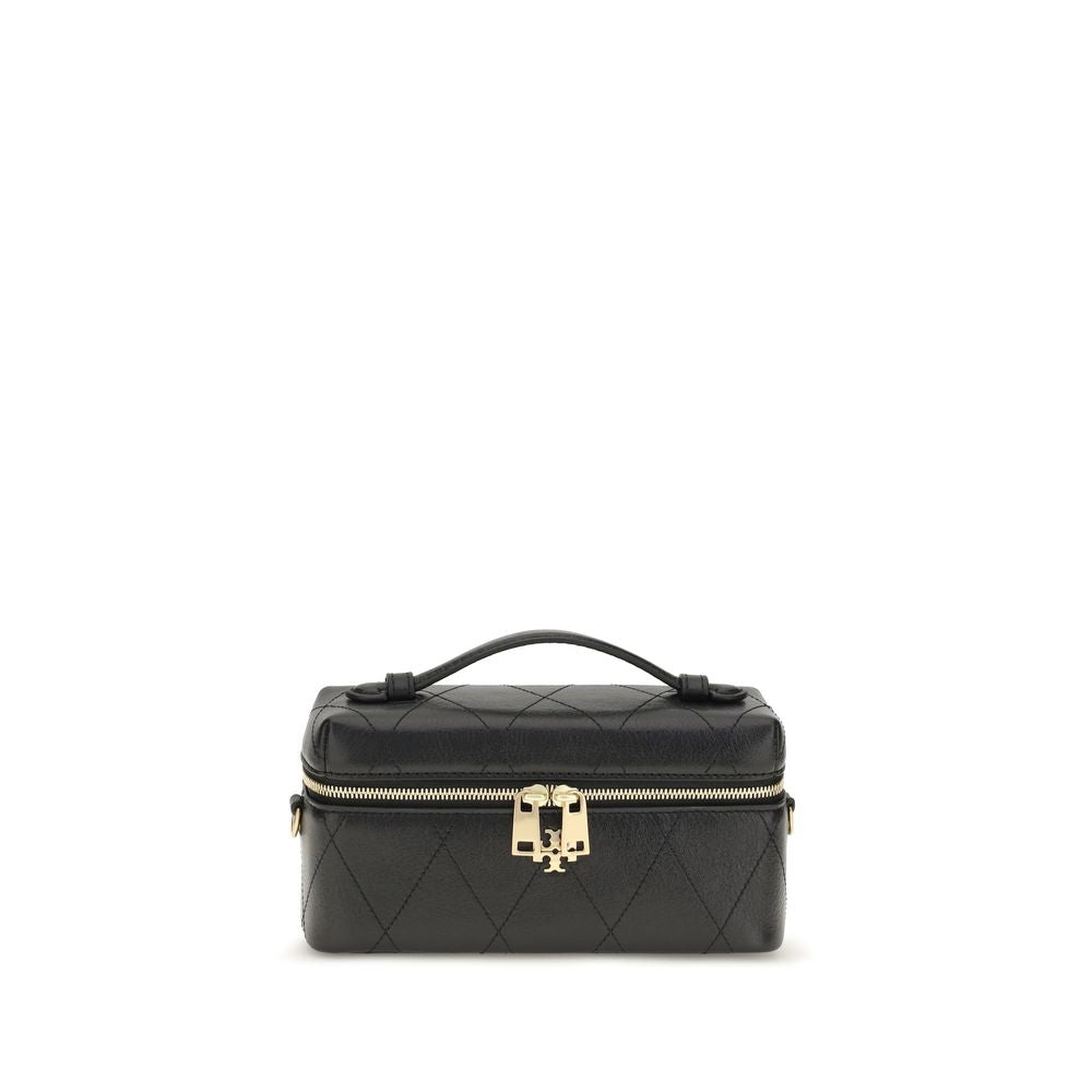 Tory Burch Black Calf Leather Charlie Beauty Case