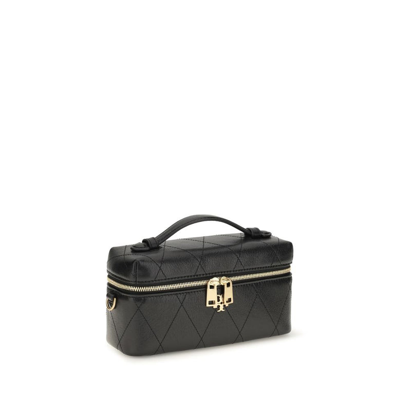 Tory Burch Black Calf Leather Charlie Beauty Case