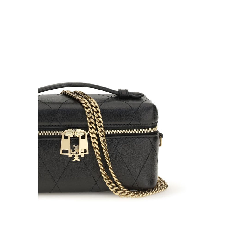 Tory Burch Black Calf Leather Charlie Beauty Case