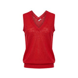 Malo Red Linen Women Tank Top - Chic & Breathable