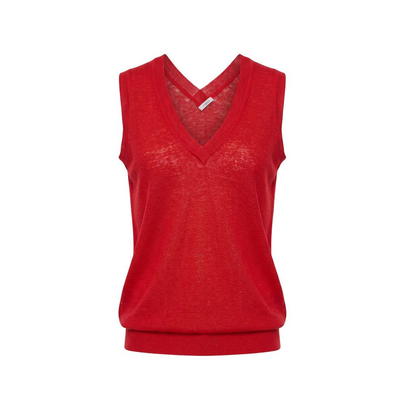 Malo Red Linen Women Tank - Chic & Breathable
