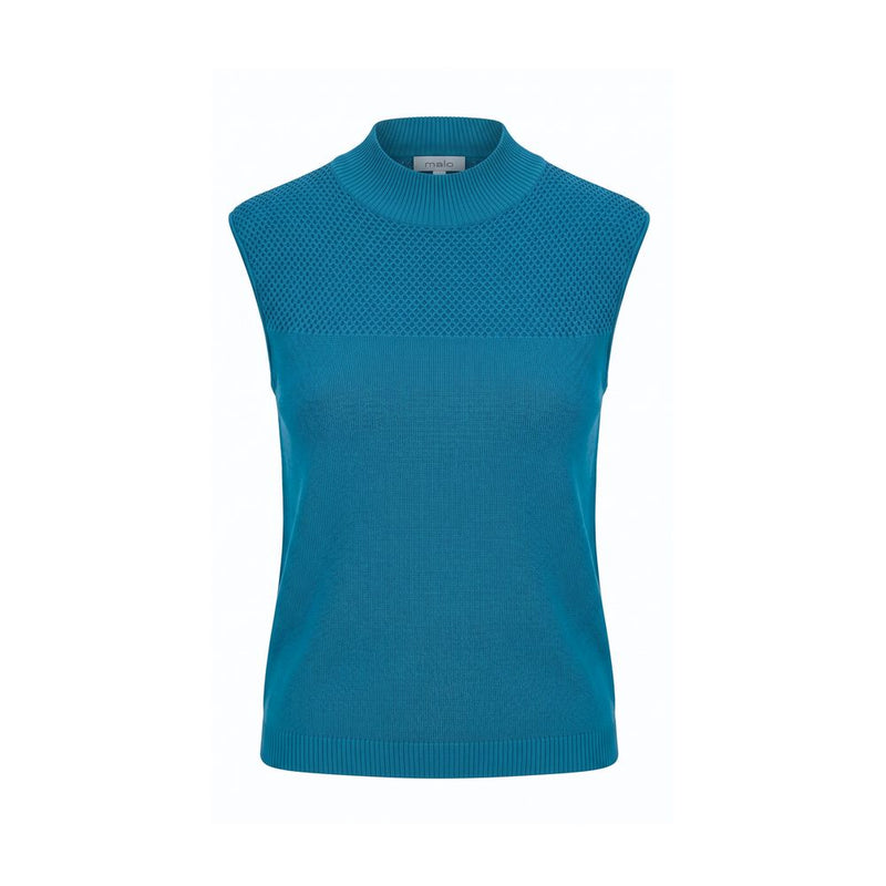 Malo Blue Silk Women Sweater - Elegant Sleeveless Knit Top
