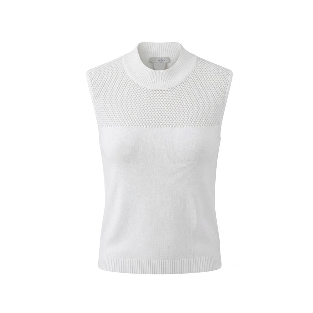 Malo White Silk Women Sweater - Elegant Sleeveless Knit Top