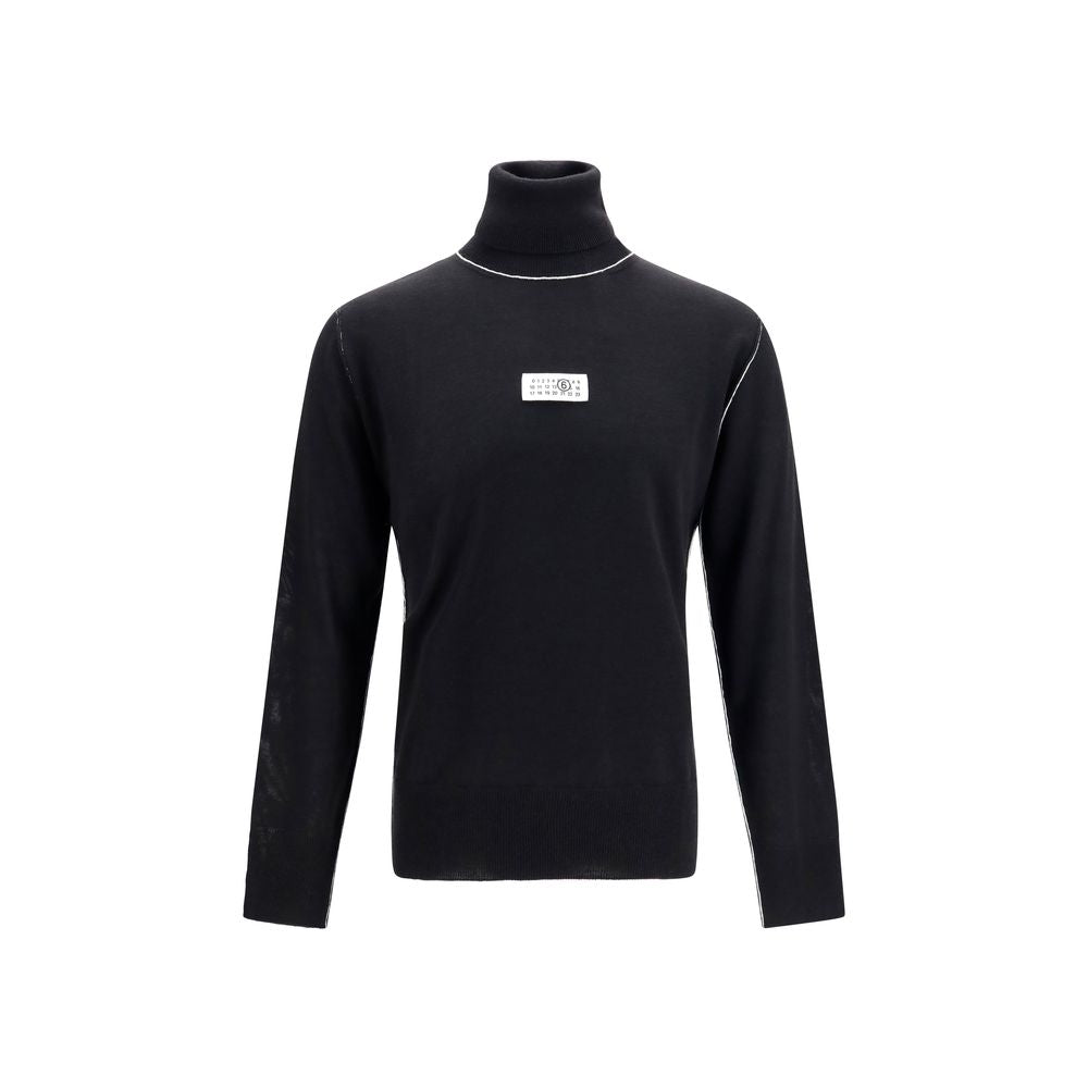 MM6 Black Wool Oves Aries Turtleneck Sweater