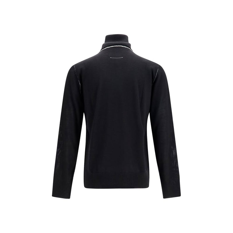 MM6 Black Wool Oves Aries Turtleneck - Contemporary Style