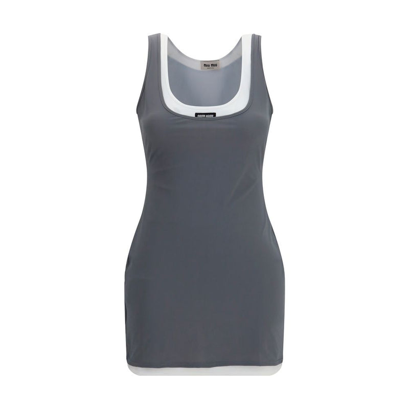 Robe décontractée Miu Miu en polyamide recyclé gris