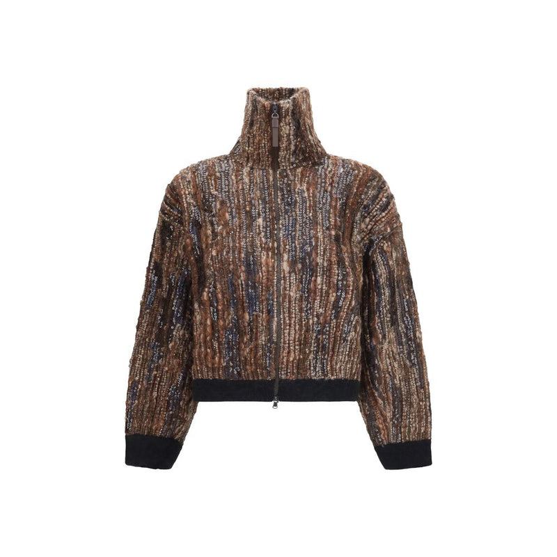 Brunello Cucinelli Veste longue en mohair marron
