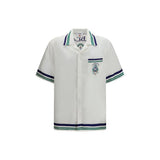 Chemise Casablanca blanche en soie à manches courtes