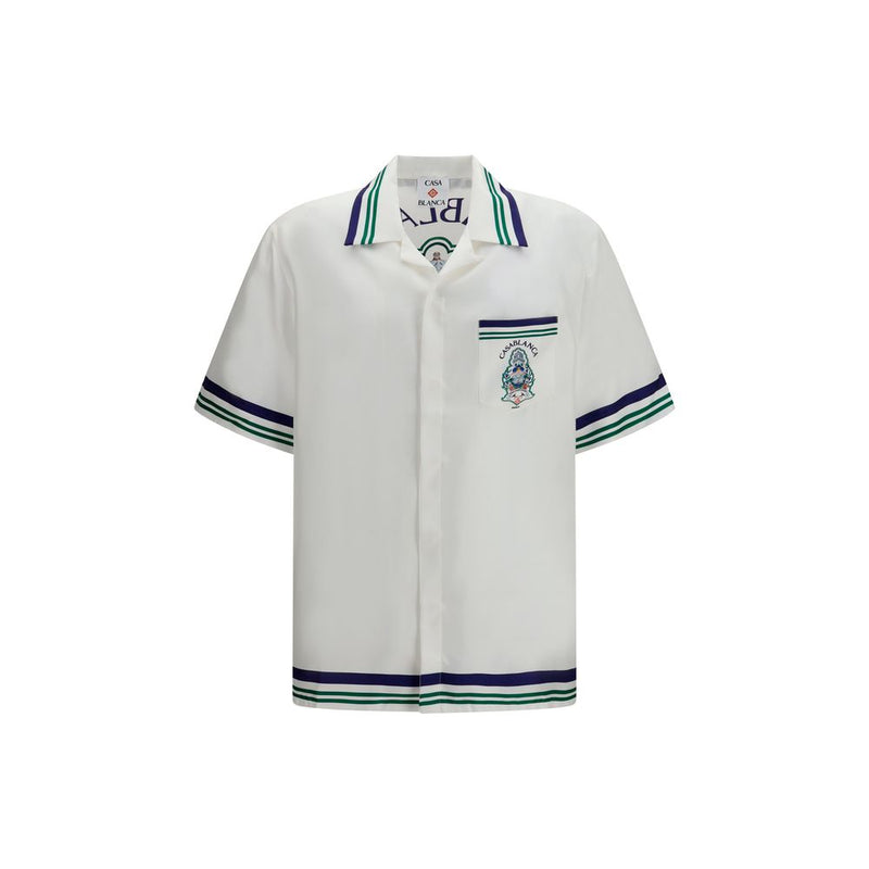 Chemise Casablanca blanche en soie à manches courtes