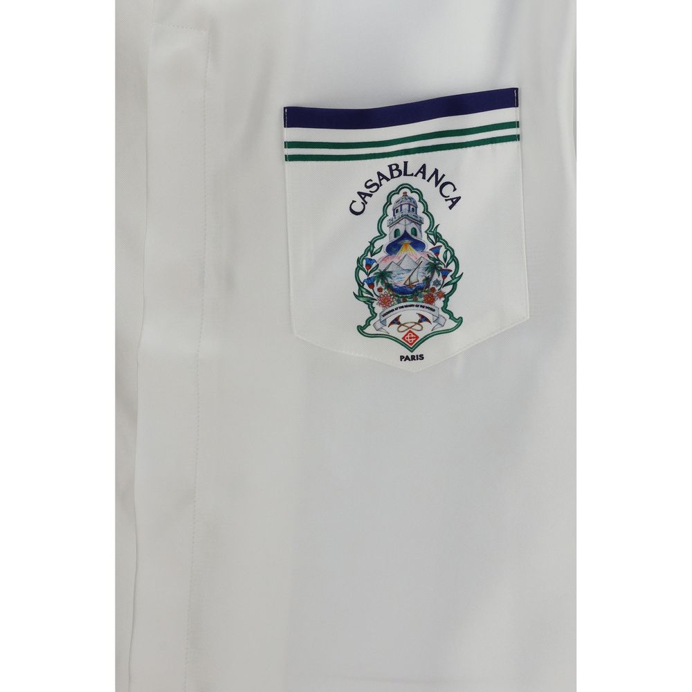 Chemise Casablanca blanche en soie à manches courtes