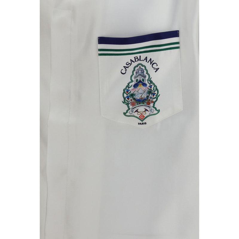 Chemise Casablanca blanche en soie à manches courtes