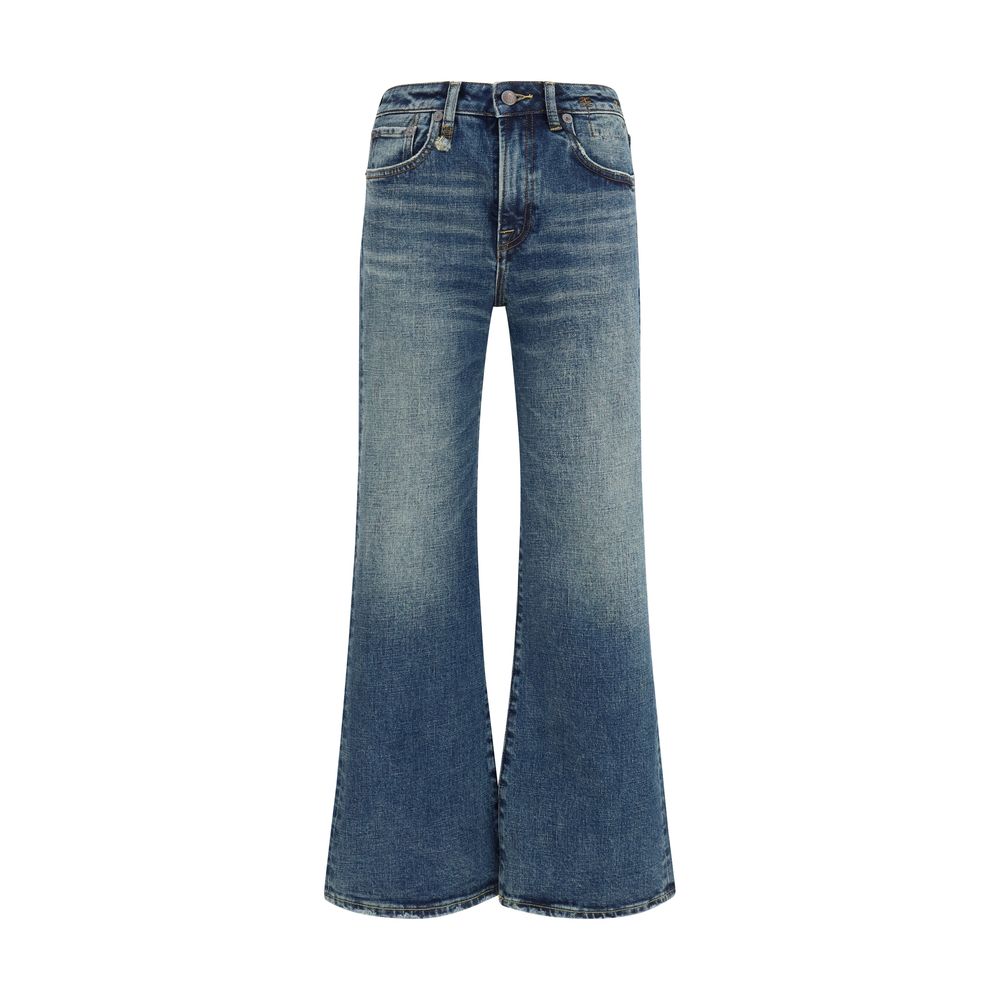 R13 Blue Cotton Flared Jeans for Women