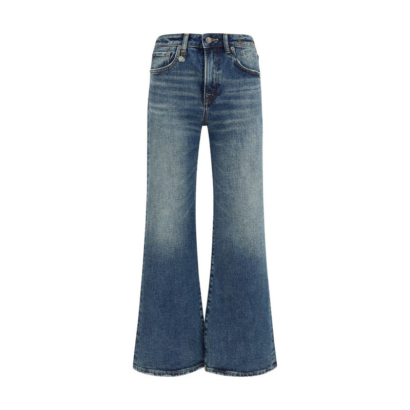 R13 Blue Cotton Flared Jeans for Women