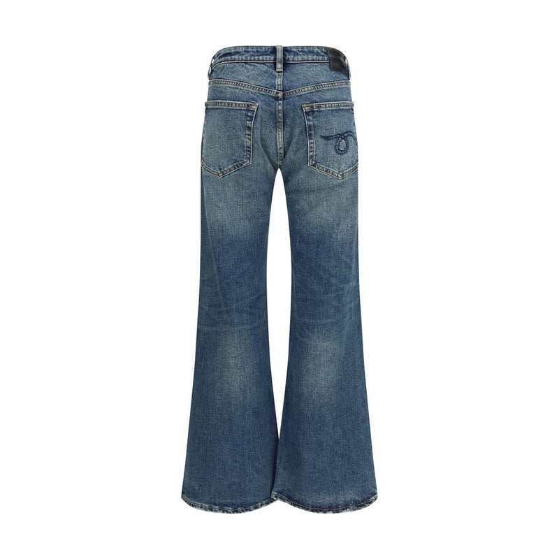 R13 Blue Cotton Flared Jeans for Women