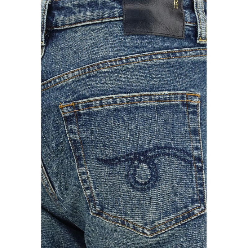 R13 Blue Cotton Flared Jeans for Women