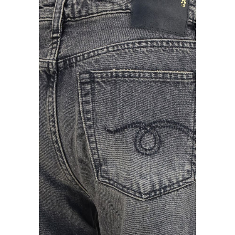 R13 Gray Cotton Straight-Leg Jeans