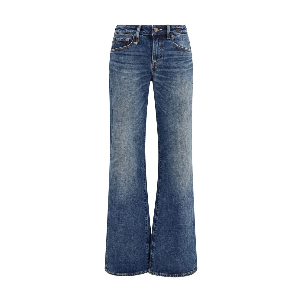 R13 Blue Cotton Straight-Leg Jeans for Women
