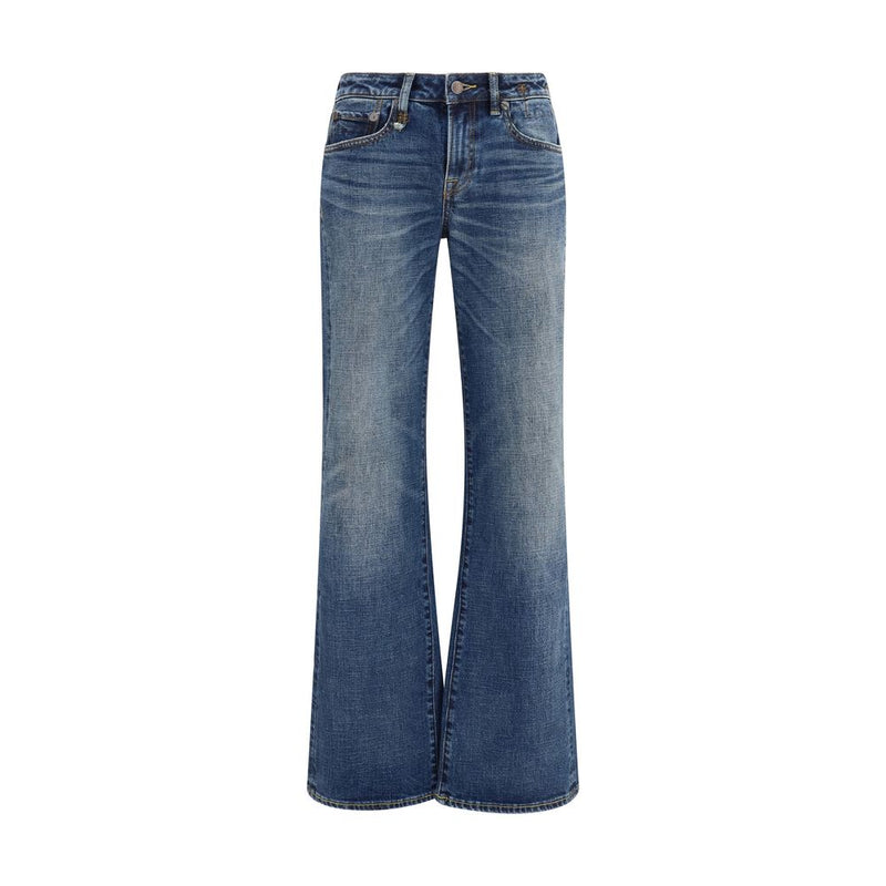 R13 Blue Cotton Straight-Leg Jeans for Women
